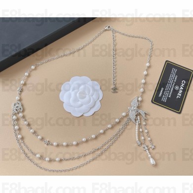 Chanel Chain Belt Metal, Glass Pearls & Strass ABF762 Silver, Pearly White & Crystal 2025