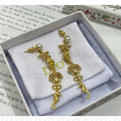 Dioriviera Dior Cabinet d'Été Earrings Gold-Finish Metal and White Resin Pearls 2025