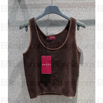 Gucci Stretch GG viscose jacquard tank top 832793 Dark brown fine stretch GG viscose jacquard 2025