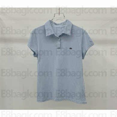 Alo cotton Polo Tee light blue 2025