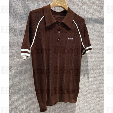 MIU MIU Cotton t-shirt Cocoa Brown/Natural 2025