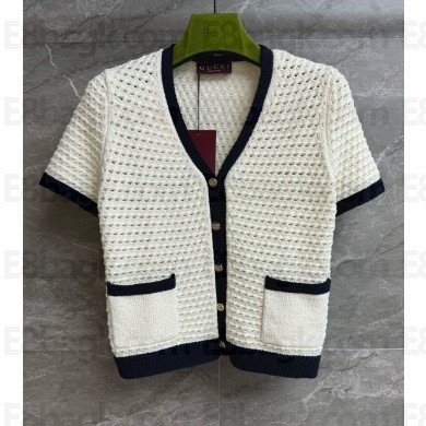 Gucci Fine cotton crochet cardigan 824722 White fine cotton crochet 2025