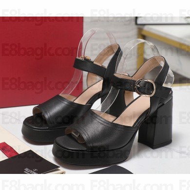 VALENTINO GARAVANI heel 9cm platform sandals black calf leather 2025