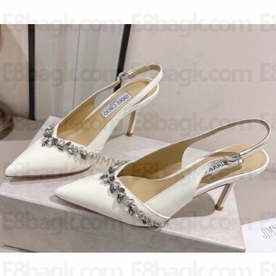 Jimmy Choo heel 8.5cm slingback pumps white patent calf leather 2025