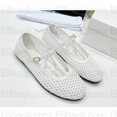The Row flat calfskin and mesh mary janes white 2025