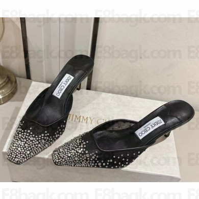 Jimmy Choo Vivi 65 black Crystal Mesh Mules black/smoke 2025