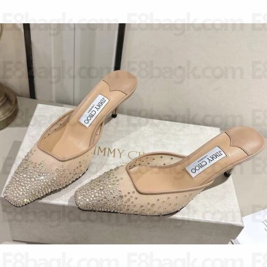 Jimmy Choo Vivi 65 beige Crystal Mesh Mules beige 2025