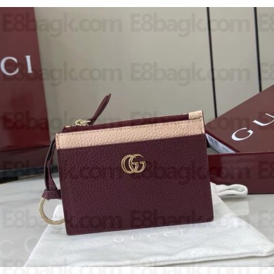 Gucci GG Marmont zip key pouch 837966 Gucci Rosso Ancora red and pink leather 2025