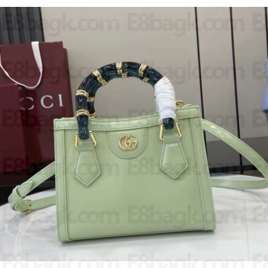 Gucci Diana small tote bag 832936 Light green shiny, polished leather 2025