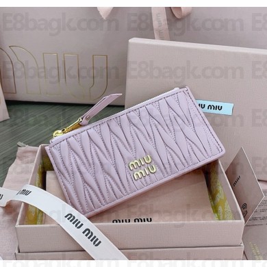 Miu Miu matelassé nappa leather wallet 5MB006 light pink 2025