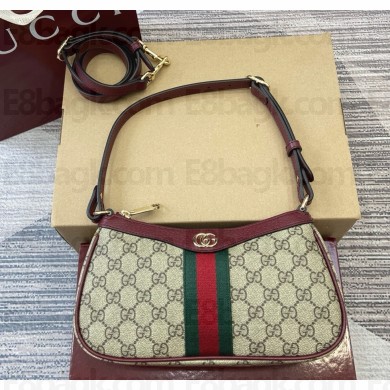 Gucci Ophidia small shoulder bag 841341 Beige and ebony GG Supreme canvas red leather trim 2025