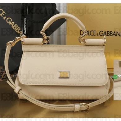 Dolce & Gabbana Small Sicily handbag in Dauphine calfskin ivory 2025