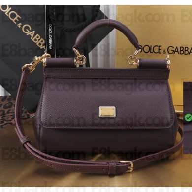 Dolce & Gabbana Small Sicily handbag in Dauphine calfskin Burgundy 2025