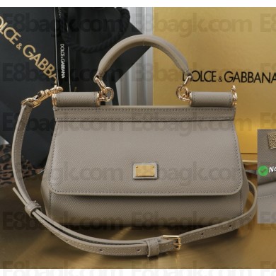 Dolce & Gabbana Small Sicily handbag in Dauphine calfskin grey 2025