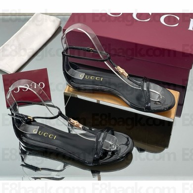 Gucci Women's thong sandal with Bamboo 835737 Black leather 2025