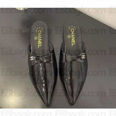 Chanel Logo & Bow Mule leather in Black 2025