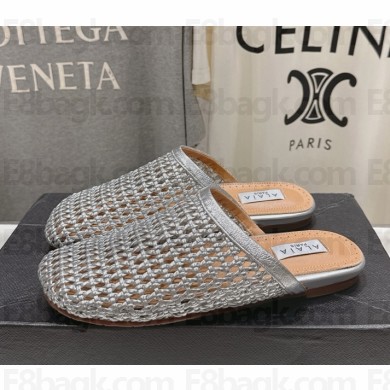 Alaïa BALLET MULE FLATS IN FISHNET SILVER 2025