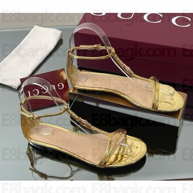 Gucci Women's thong sandal with Bamboo 835737 gold leather 2025