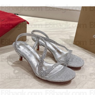 Christian Louboutin heel 5.5cm suede with crystal silver 2025
