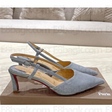 Christian Louboutin Condoroline 55 suede slingback pumps light blue 2025