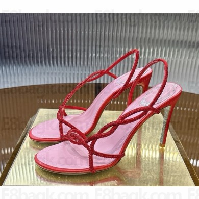 Rene Caovilla 95mm rhinestone-embellished sandals red 2025