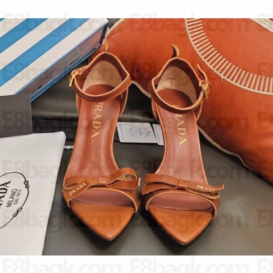 Prada heel 8cm nappa leather sandals brown 2025