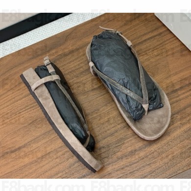 Brunello Cucinelli Suede sandals with precious strap brown 2025
