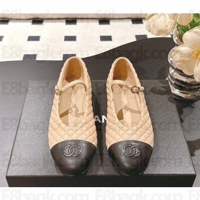 Chanel mary janes calf leather beige / black 2025
