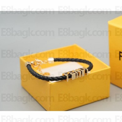 Fendi Fendigraphy Bracelet  Black leather bracelet black 2025