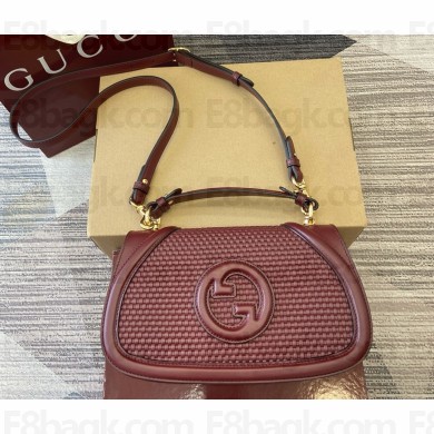 Gucci Blondie medium top handle bag 815714 Gucci Rosso Ancora red woven leather 2025