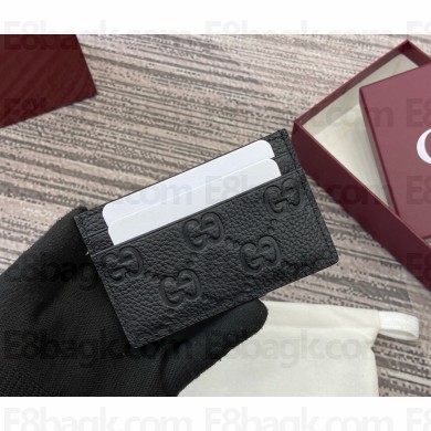 Gucci Imprint card case 835151 Black embossed GG grainy leather 2025