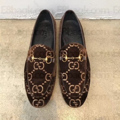 Gucci Jordaan GG velvet loafer dark brown 431467