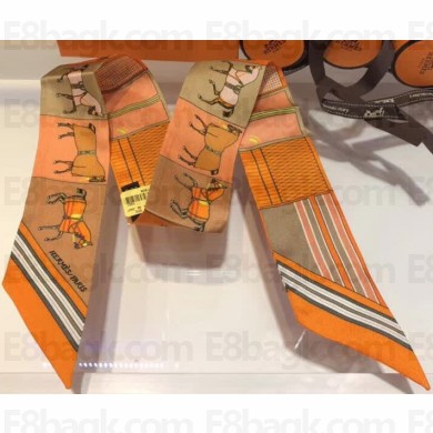 Hermes Horse Silk Twilly 85x5CM Orange