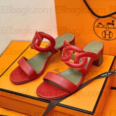 hermes heel 4cm calfskin Bikini sandal red