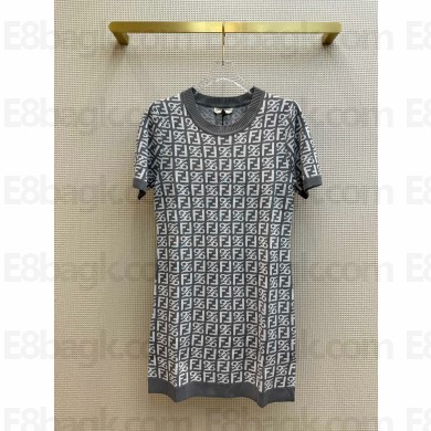 FENDI FF VISCOSE DRESS GRAY 2023
