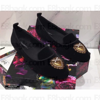Dolce & Gabbana Velvet Devotion Loafers Slippers Black 2021
