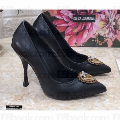 Dolce & Gabbana Heel 10.5cm Quilted Leather Devotion Pumps Black 2021