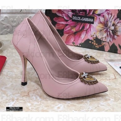 Dolce & Gabbana Heel 10.5cm Quilted Leather Devotion Pumps Light Pink 2021