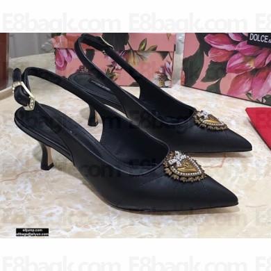 Dolce & Gabbana Heel 6.5cm Quilted Leather Devotion Slingbacks Black 2021