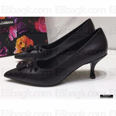 Dolce & Gabbana Thin Heel 6.5cm Leather Sicily Pumps Black 2021