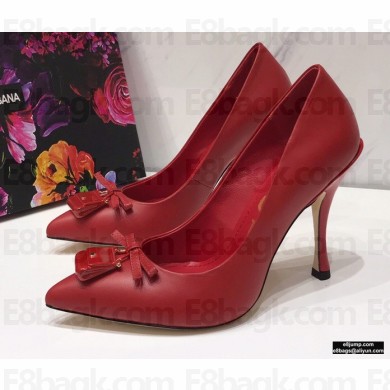 Dolce & Gabbana Thin Heel 10.5cm Leather Sicily Pumps Red 2021