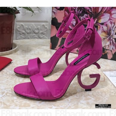 Dolce & Gabbana Heel 10.5cm Leather Sandals Fuchsia with D&G Heel 2021