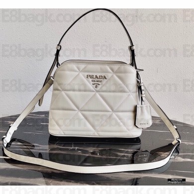 Prada Spectrum Small Leather Top Handle Bag 1BA311 White 2021