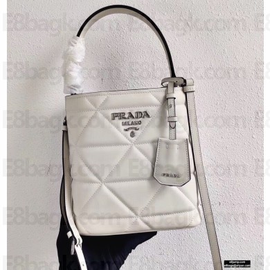 Prada Spectrum Leather Top Handle Bag 1BA319 White 2021