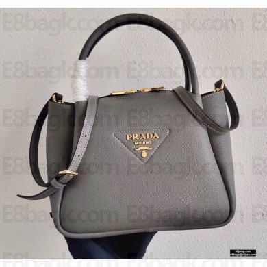 Prada Small Leather HandBag 1BC145 Gray 2021