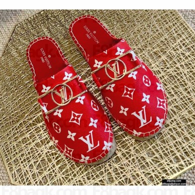 Louis Vuitton Monogram LV Dauphine Espadrilles Slippers Red 2021