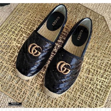 Gucci Sequins GG Matelassé Espadrilles Black 2021
