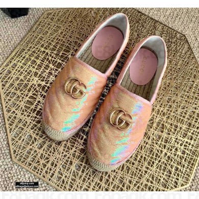 Gucci Sequins GG Matelassé Espadrilles Light Pink 2021