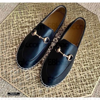 Gucci Leather Horsebit Espadrilles Black 2021