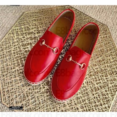 Gucci Leather Horsebit Espadrilles Red 2021